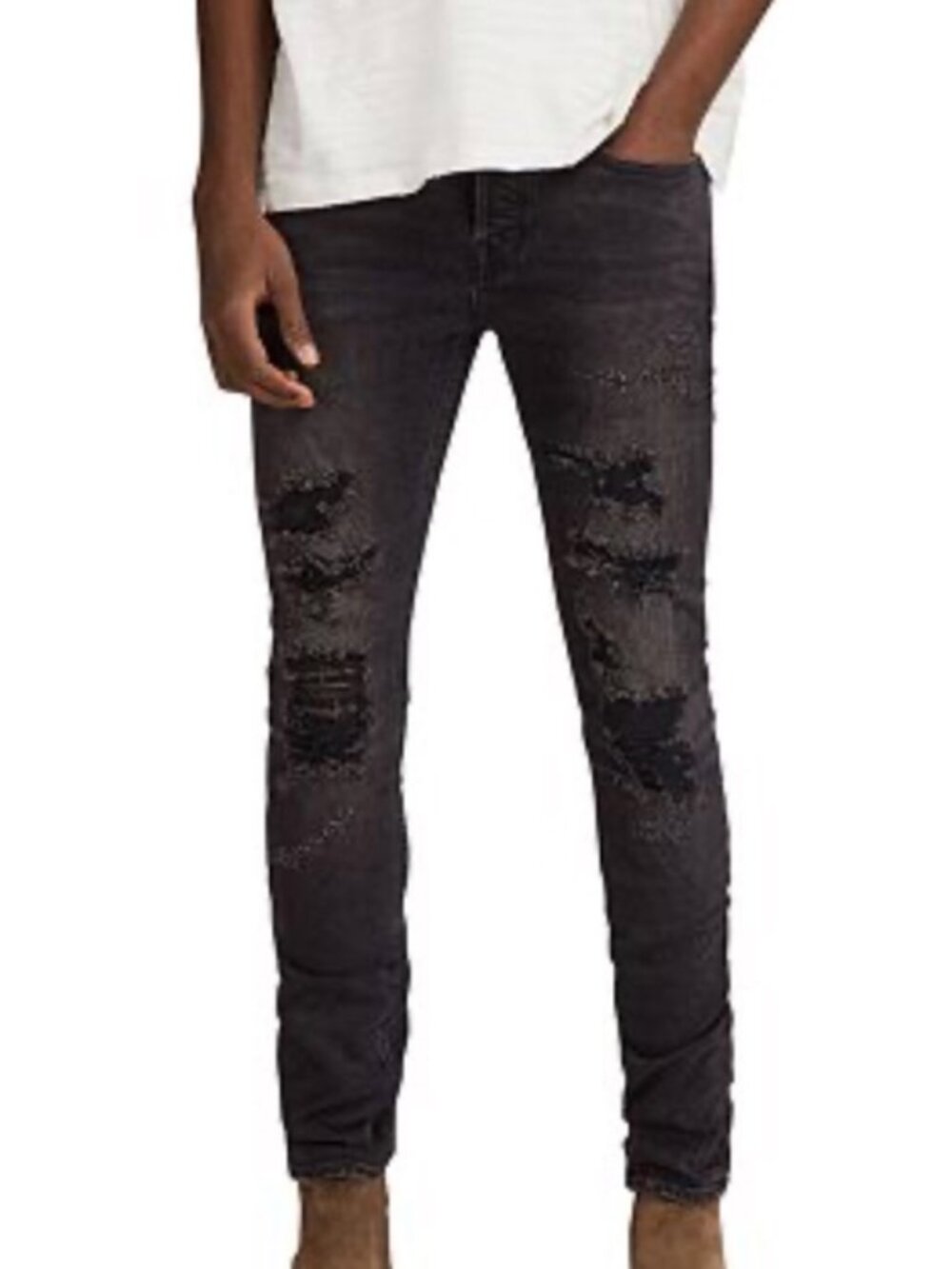 Allsaints Mens Cigarette jeans w33 Dark Grey/Charcoal color